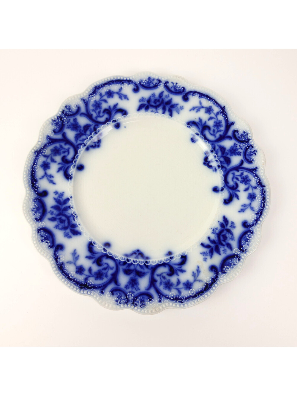 Antique WH Grindley Portman Flow Blue 9” Luncheon Plate Staffordshire England
